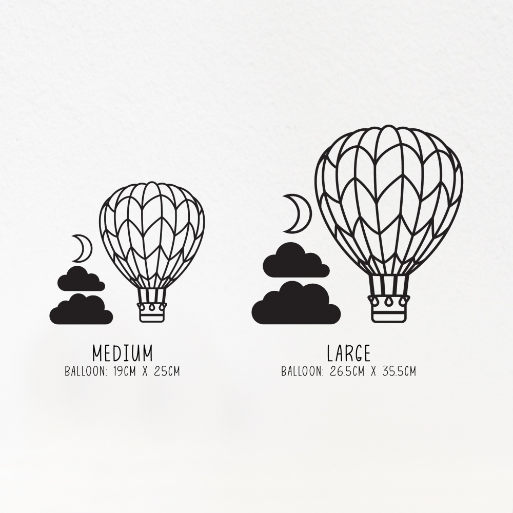 Hot Air Balloon & Moon - Black Medium